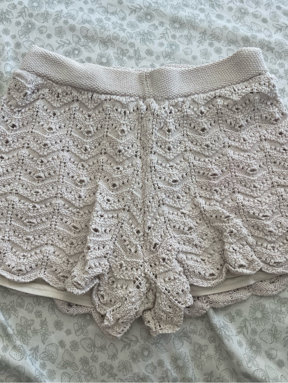 Beige Crochet Knit Women's Shorts